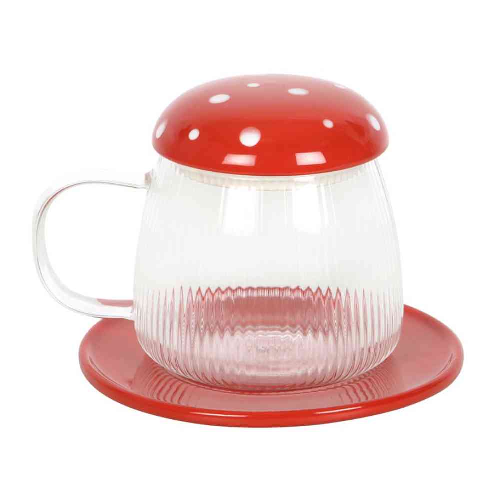 Something Different - Glass Mushroom Tasse und Untertasse - Mehrfarben